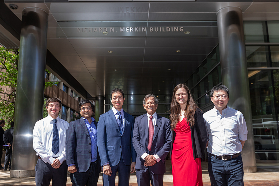Merkin fellows in front of the Merkin Building entrance of the Broad.